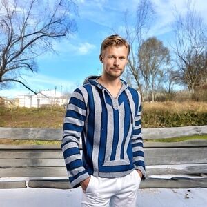 Mexican Baja Hoodie Rug Jumper Unisex Siesta Surf Hippy Hooded Sweater Poncho